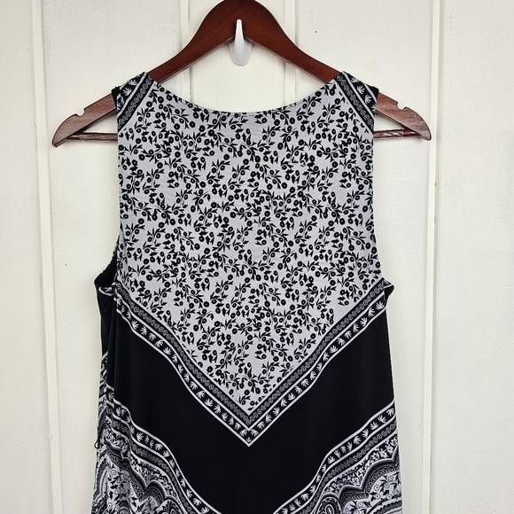 Soma Black White Floral Pattern Knit Sleeveless Belted Maxi Dress Medium - Picture 4 of 16